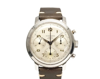 Reloj cronógrafo Vintage Wakmann Three Register de la década de 1960