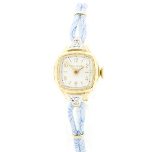 1939 Vintage Lady Bulova Manual Wind Wrist Watch with Custom Silk Band
