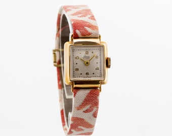 1950s Vintage Lanco Ladies Watch with Custom Fortuny Fabric Band