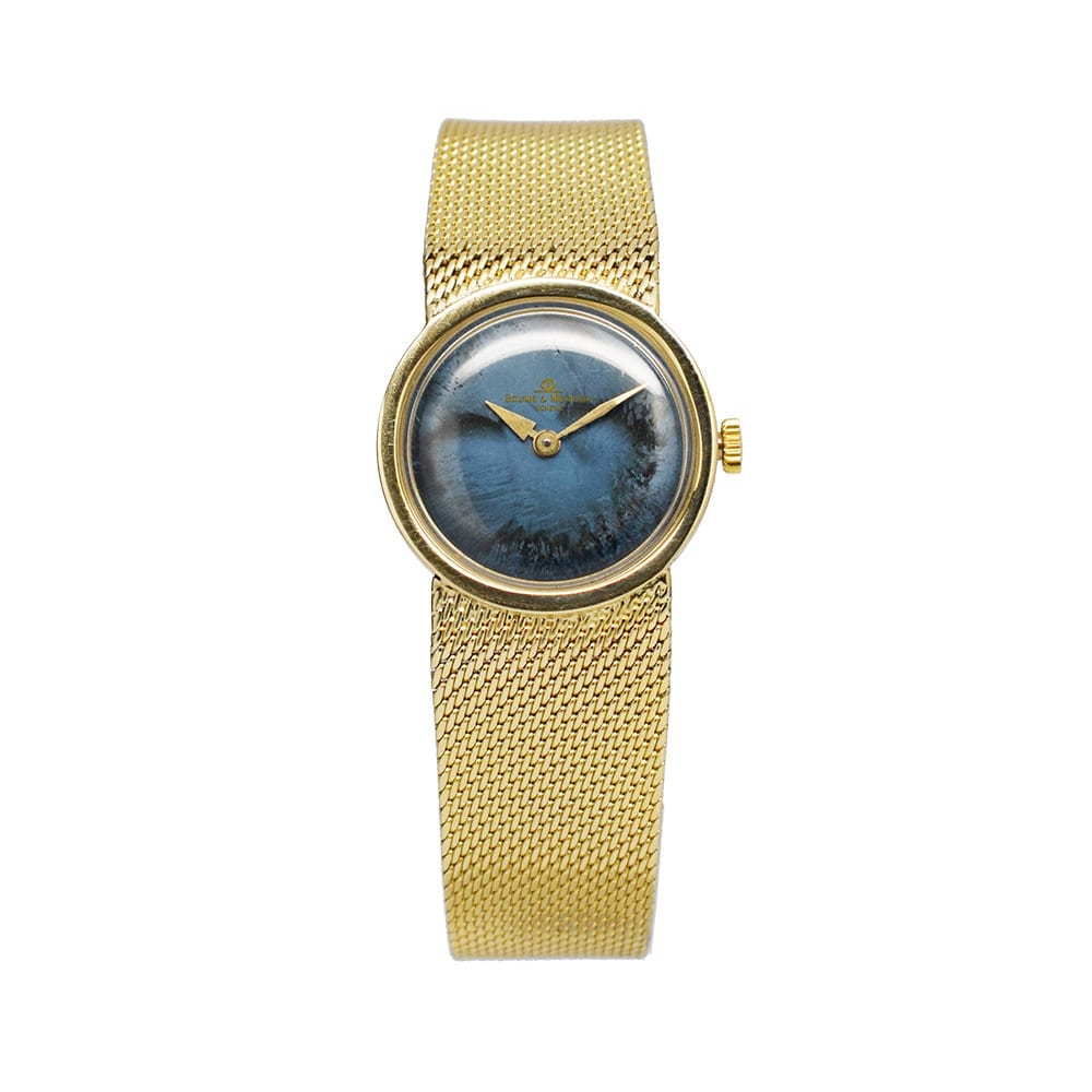 1970s Vintage Baume and Mercier Tie Die Watercolor Ladies 14K Gold Watch