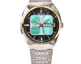 1980s Vintage Omax Automatic Watch Ode to Atari in Green