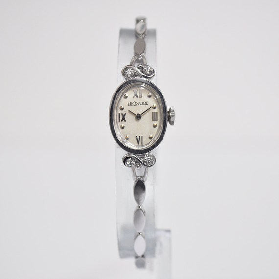 1950s Vintage Lecoultre 14K White Gold Watch With Diamonds  display picture 1