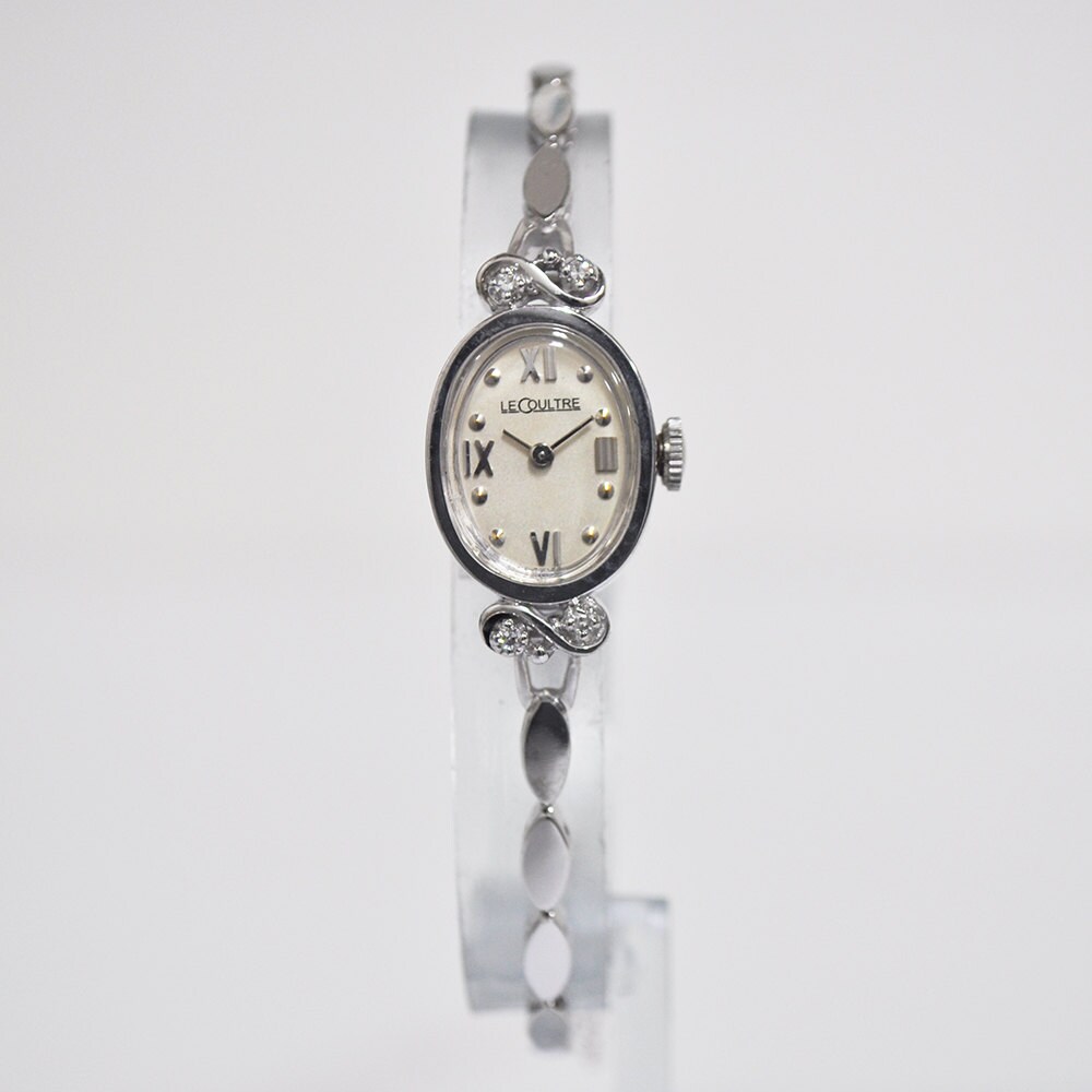 1950s Vintage LeCoultre 14K White Gold Watch with Diamonds