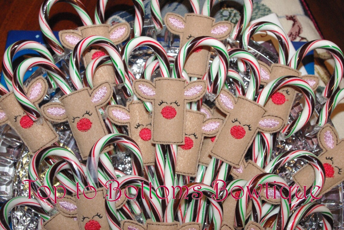 Reindeer Candy Cane Holder felt Etsy