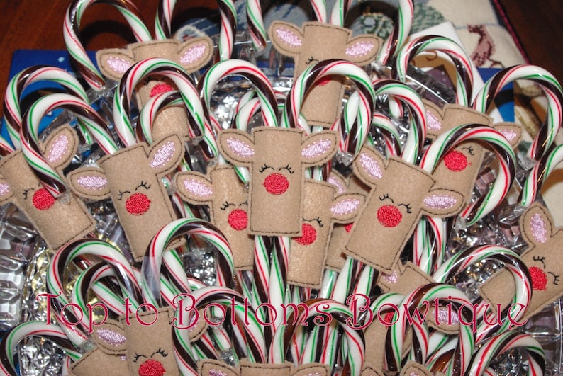 Reindeer Candy Cane Holder felt Etsy