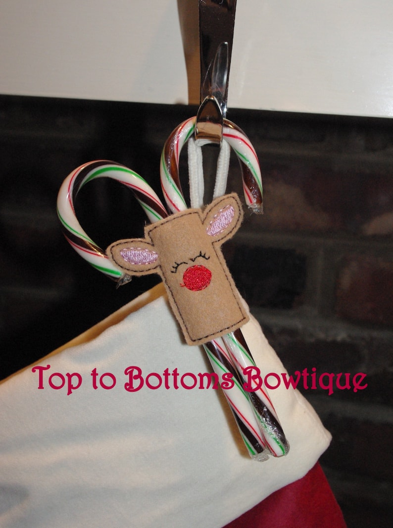 Reindeer Candy Cane Holder felt Etsy