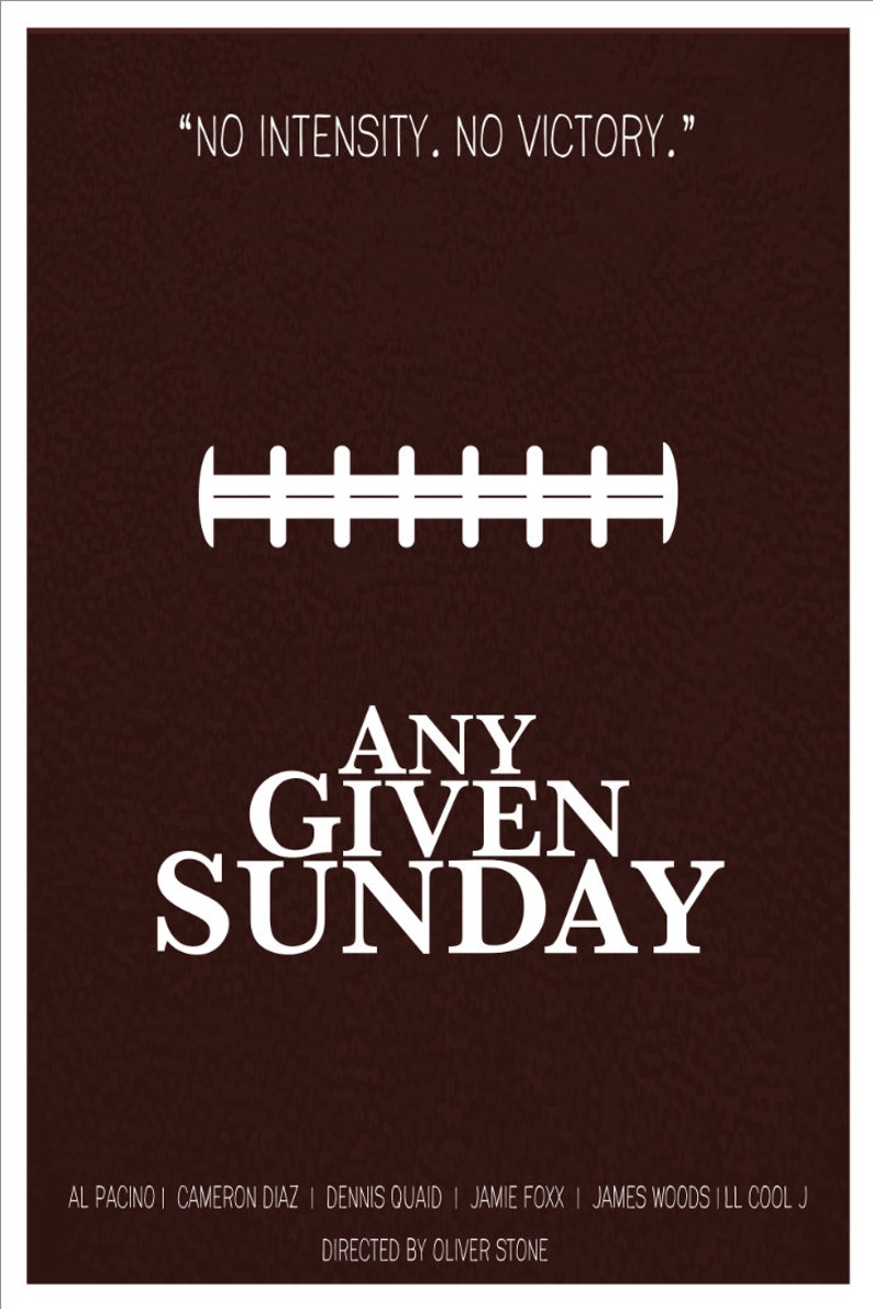 Any Given Sunday Minimalist Poster | Etsy