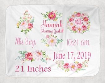 personalized baby blanket with name and birthdate
