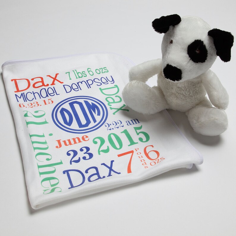 Personalized Baby Boy Blanket with birth information. Gift Etsy