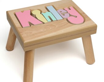 Name Puzzle Stool, Custom Name Puzzle Stool, Baby Gift, Nursery, Wooden Name Puzzle Stool, Baby Gift, Wooden Name Puzzle, Birch wood