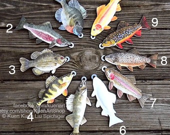 Felt Fish for Magnetic Fishing Game, Fabric Fish Christmas Ornaments Decor, trout, freshwater fish, felt fish