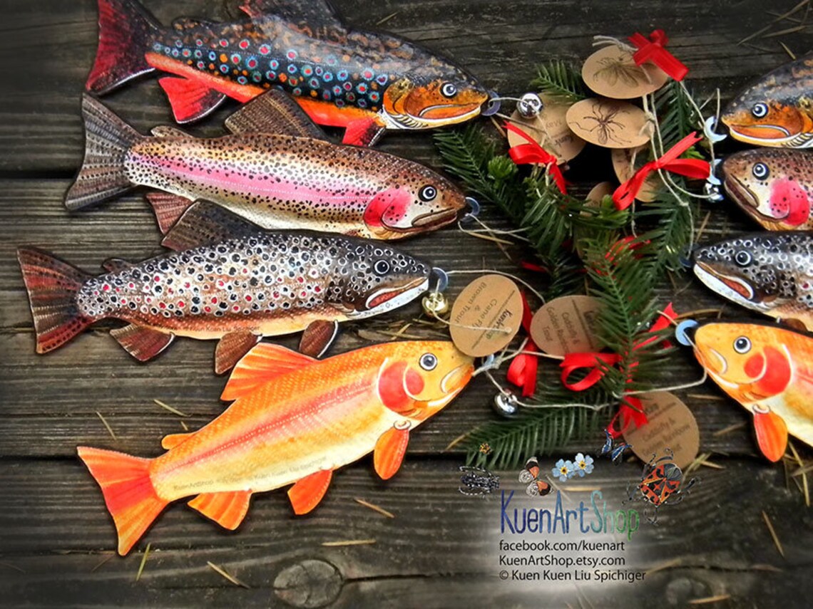Trout and Aquatic Insects Ornaments Trout Fish Christmas Etsy
