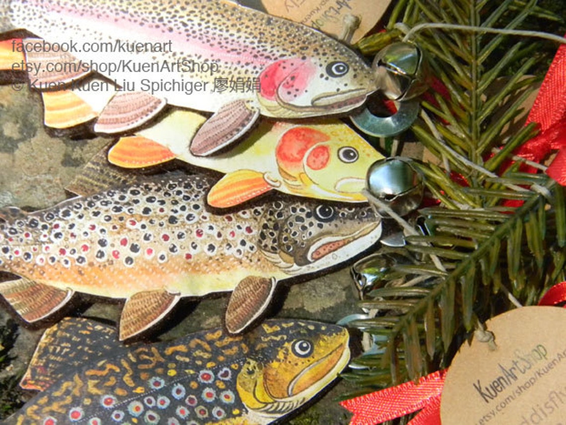 Trout and Aquatic Insects Ornaments Trout Fish Christmas Etsy