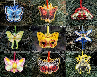 Insect Felt Ornament, Home Car X&#39;mas Christmas Tree Decor Decoration, Custom Art Thank You Entomology Hanging Bugs Science Moth Butterfly