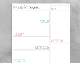My Plan for the Week - Printable Planner - Organizer