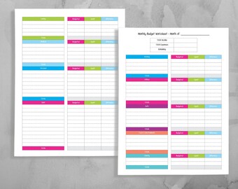 Monthly Budget and Expenses Worksheet Printable