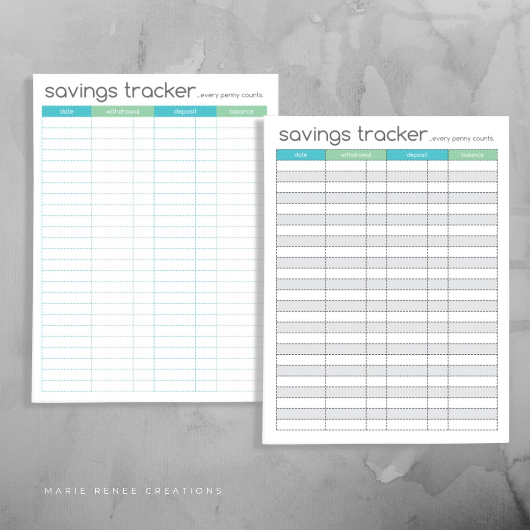 Printable Savings Register