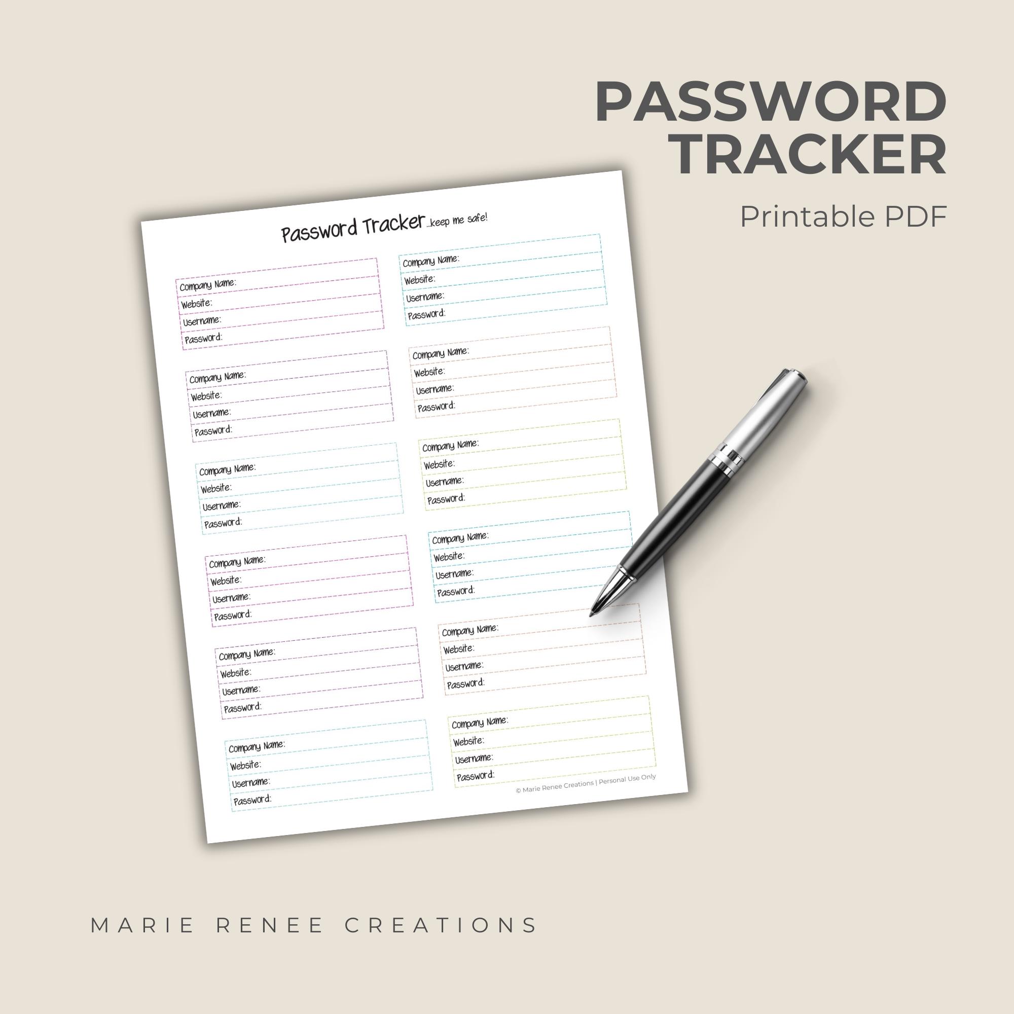 Password Tracker Printable Organizer - Etsy
