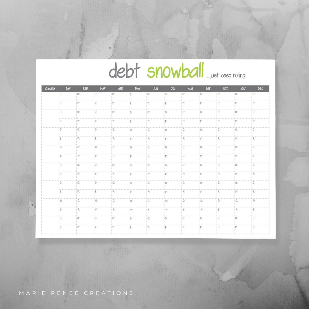 Debt Snowball Printable - Worksheet - Etsy