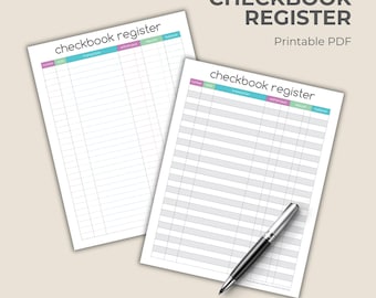 Checkbook Register Printable Organize Finances Teal Purple