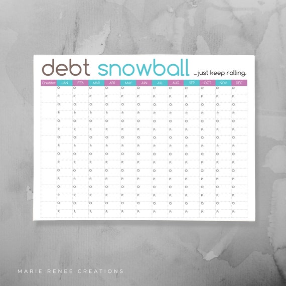 Debt Snowball Worksheet Budget Printable | Etsy