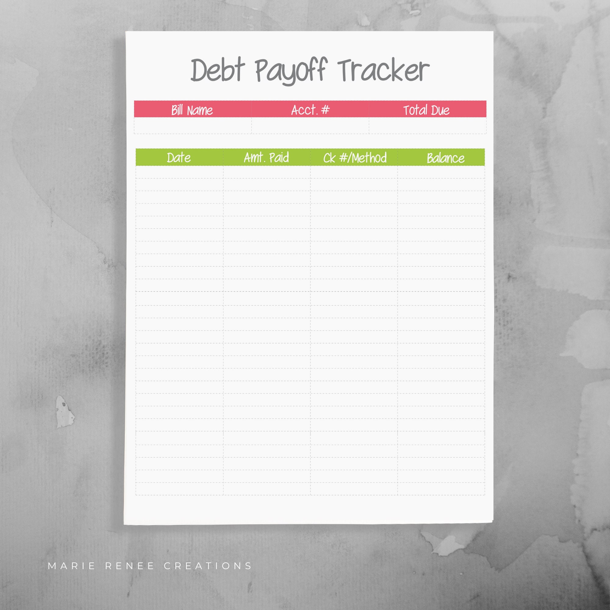 Debt Payoff Tracker Printable Worksheet Budget Binder - Etsy