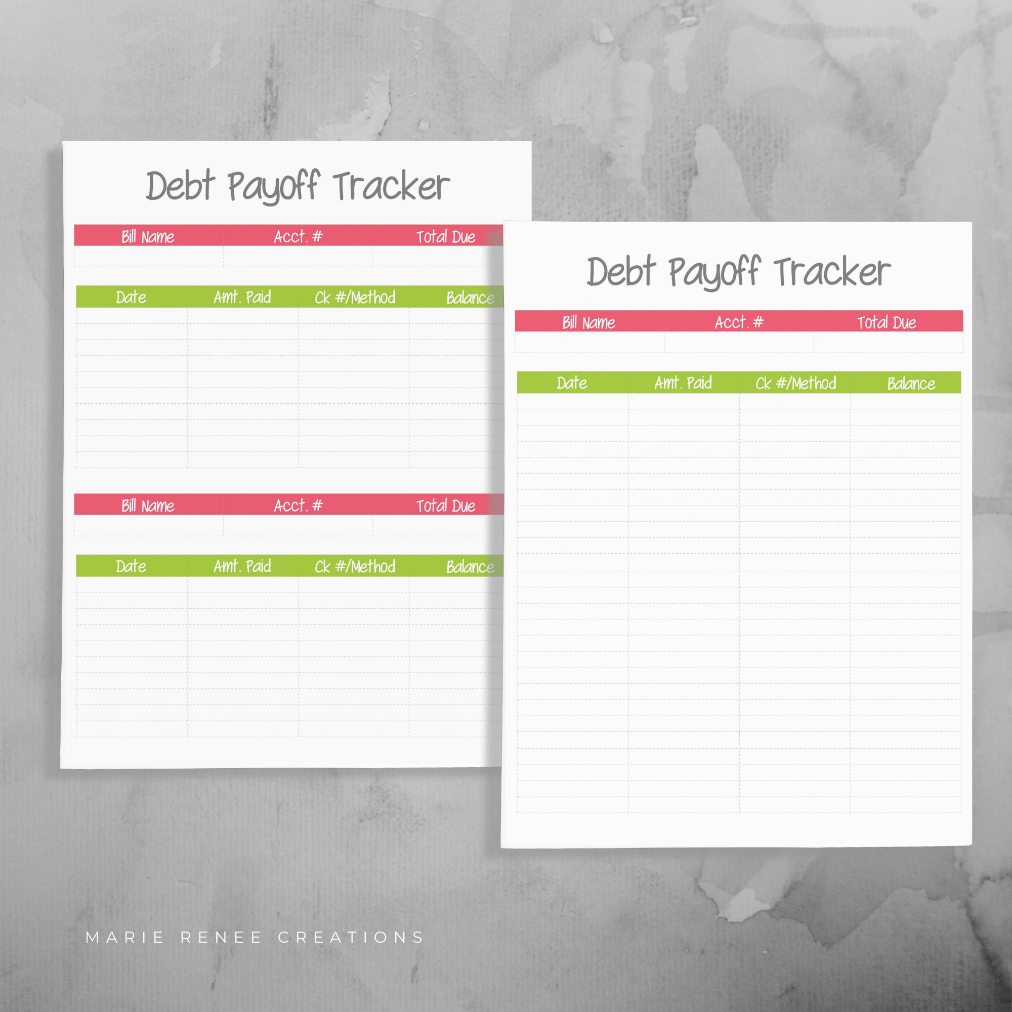Debt Payoff Tracker Printable Worksheet Budget Binder - Etsy