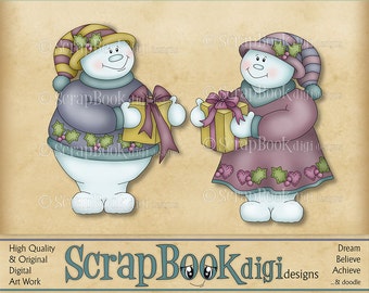 Snowman Cute Clip Art, Snowman Clipart, Digi Stamp, Digital Art, High Resolution & INSTANT DOWNLOAD     ‘Snowman Doodles ~ Set No.8’