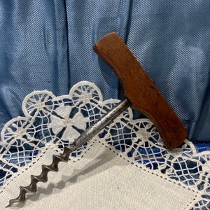 Vintage Wood Corkscrew. Wood Handle Corkscrew. Wine Bottle Opener.