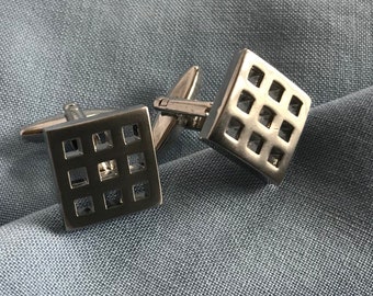 Vintage Cuff Links, Silver Tone Cuff Links, Suit Accessory.
