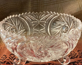 Vintage Glass Sugar Bowl. Pressed glass. Bonbon Dish. Tripod Base.