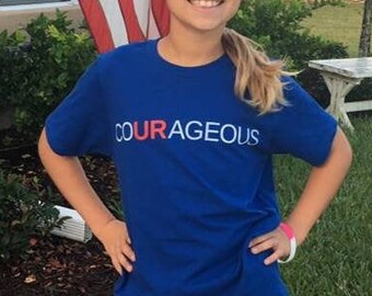 YOUTH COURAGEOUS T-SHIRT - U R courageous T-Shirt- Soft and Comfortable Shirt. Royal Blue T-Shirt. 100% Cotton T-Shirt For Kids. Unisex Tee