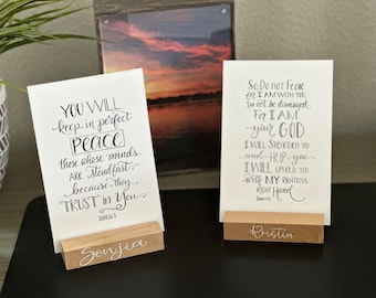 Assorted Scripture Card Set, Bible Verse Cards, Encouragement Gift, Christian Gift, Personalizable Stand, Hand Lettered Scripture Cards Gift