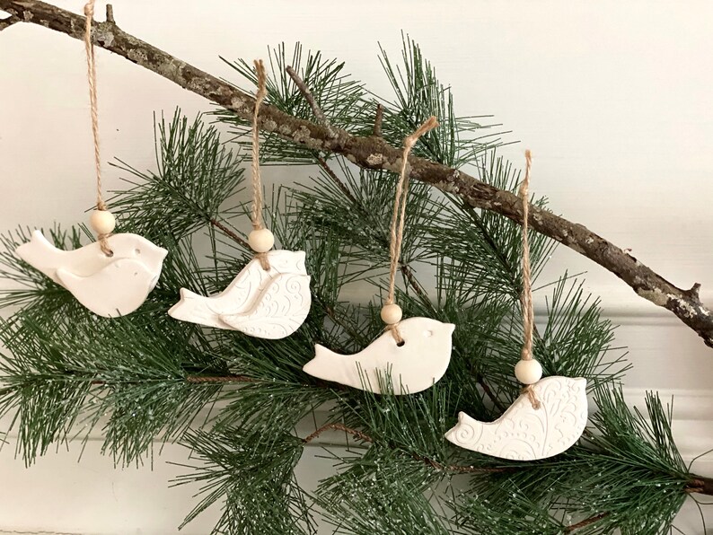 Clay Bird OrnamentTagHandmadeMama and Baby Bird OrnamentSingle Clay Bird New MotherNew Baby OrnamentGift TagChristmas Tree Ornament