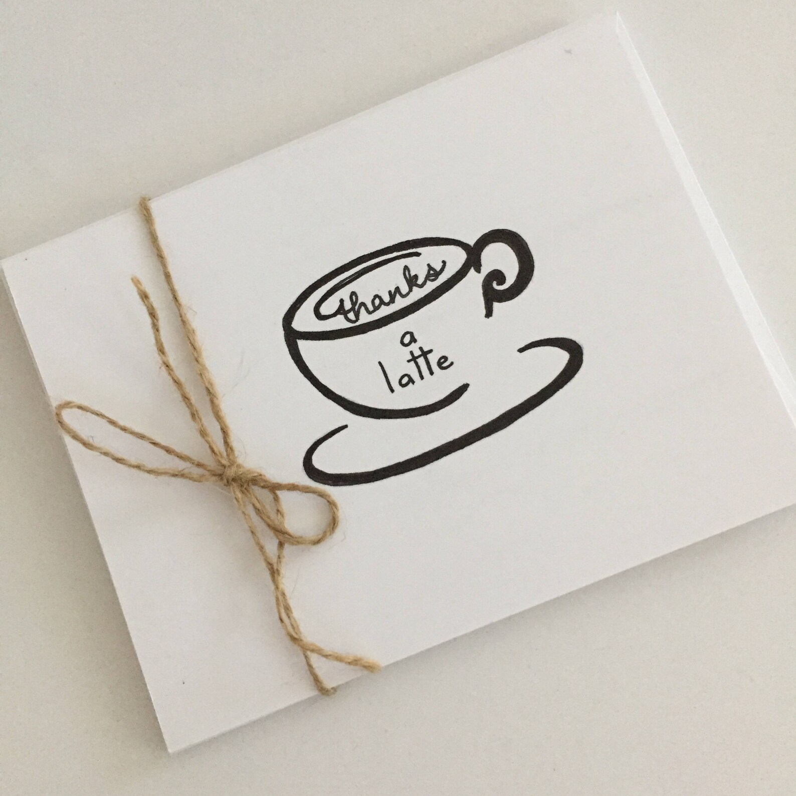 Thank You Card. Hand Drawn Coffee Cup Card. Thanks a Latte. | Etsy