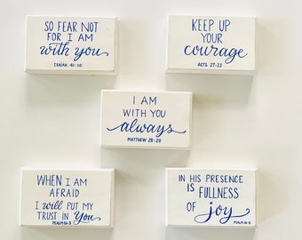 Customizable Wood Signs: Small wood sign/ Assorted Scripture Signs/ Hand painted Wood Sign/Hand Lettered Wood Sign/Sign for Desk/Shelf/Wall