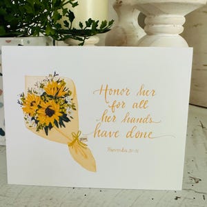 Mother&#39;s Day Card, Christian Mother, Proverbs31 Greeting Card, Card for Mom, Honor Mom Card, Handmade Card, Scripture Card for Mom,Sunflower
