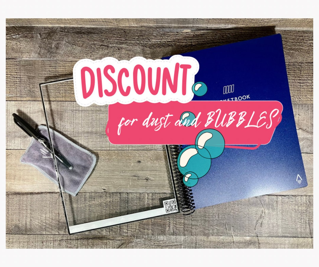 Discount for Dust and Bubbles QR Code Embedded Acrylic Cover Sheet for Rocketbook Notebooks and