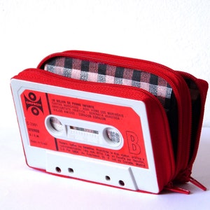 Cassette tape wallets two compartments Red