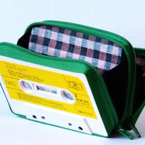 Cassette tape wallets two compartments Yellow