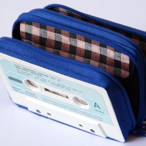 Cassette tape wallets two compartments Light blue