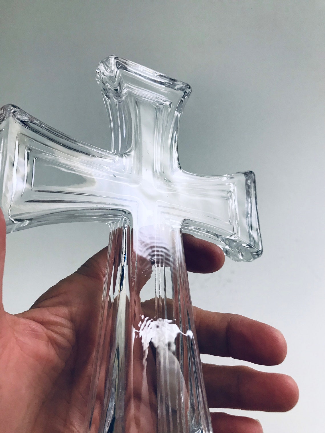 Vintage Large Glass Cross Deco Design Clear with Beautiful Etsy