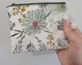Pochette à fermeture éclair organisateur de sac à main cadeau de demoiselle d'honneur porte-monnaie en tissu pochette de voyage cadeau enseignant sac floral doublé cadeau petite amie