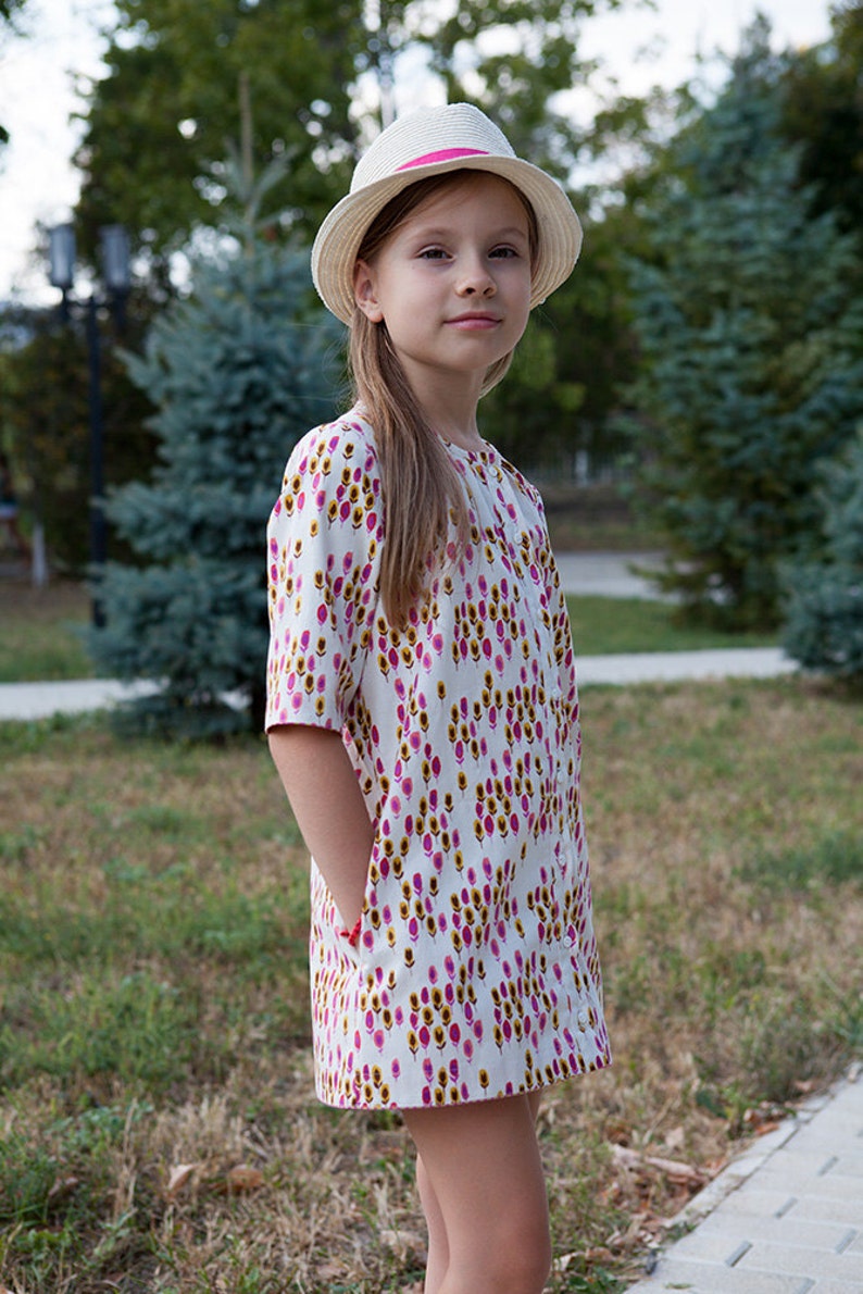 Girls Shirt Dress With Pockets, Floral Print Tunic Dress. Etsy