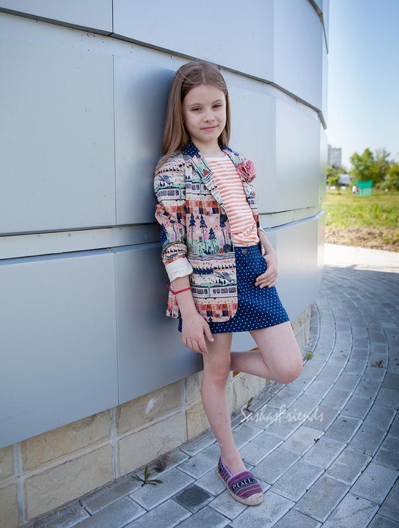 Girls Jacket With Brooch Girls Boyfriend Jacket Linen - Etsy