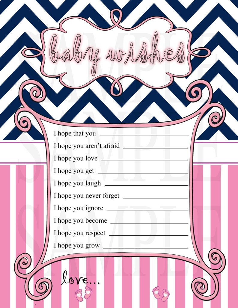 Baby shower Mini Kit Girl Nautical Blue Chevron and Pink Etsy