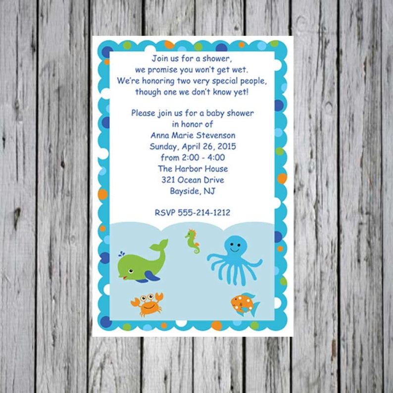 Baby Shower Invitation Under the Sea Boy Under the Sea Baby Etsy