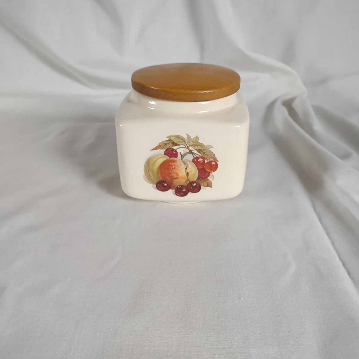 Vintage CLIFTON Jar With Wood Lid, English Retro Container, British