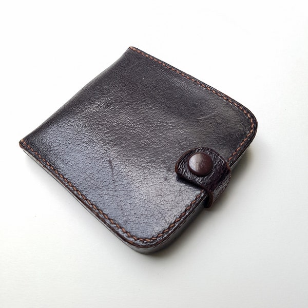 Vintage brown leather coin and notes wallet, men's wallet, unisex coin purse, 2 compartments,  retro fashion, classic style pocket wallet