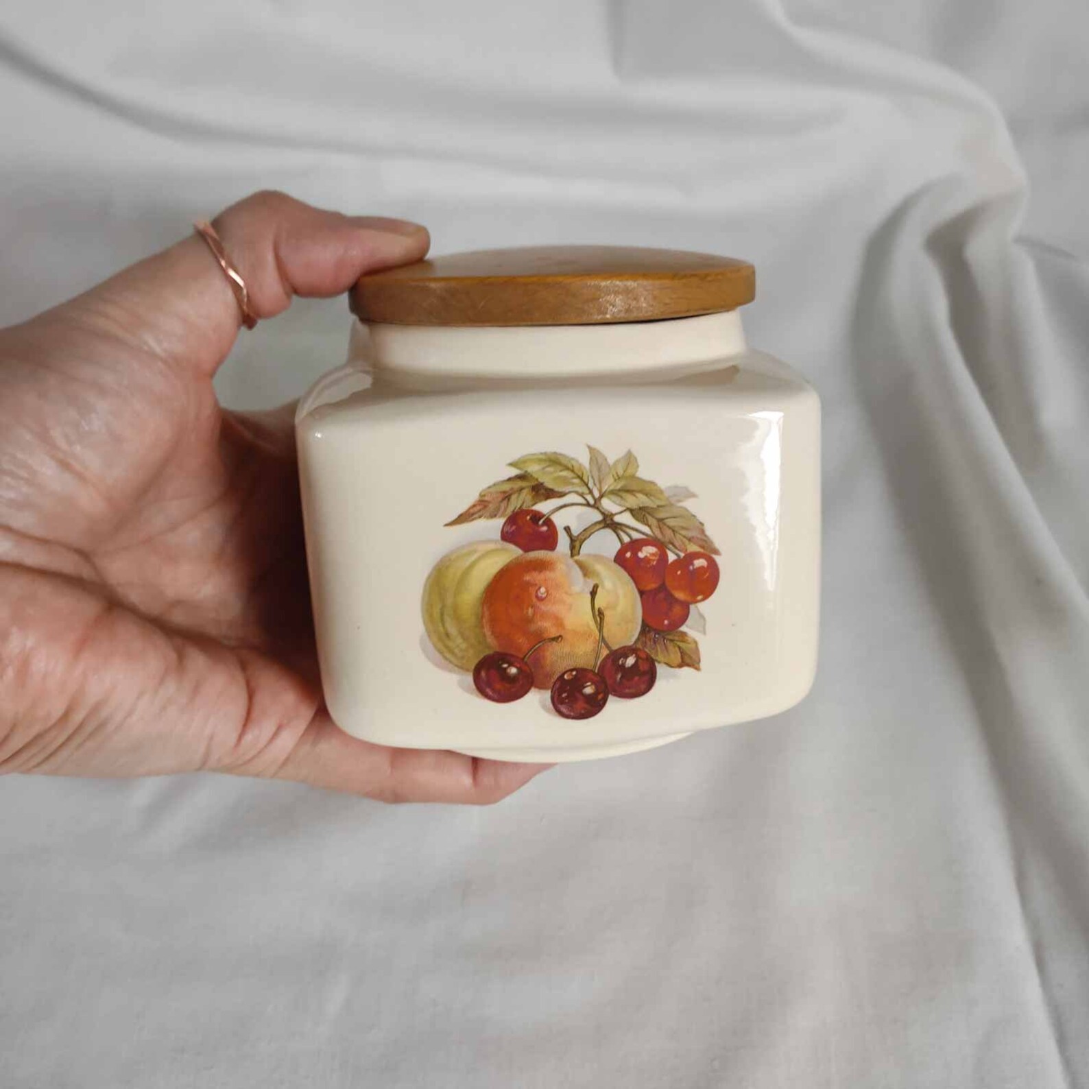 Vintage CLIFTON Jar With Wood Lid English Retro Container Etsy